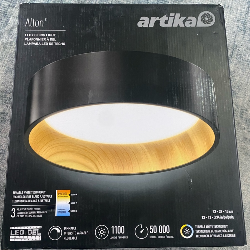 New Artika Alton Black LED Ceiling Light